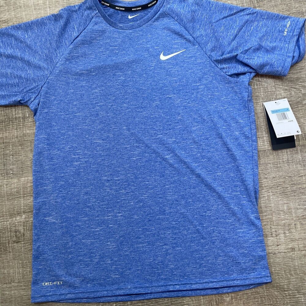 Nike Dri-Fit Shirt Mens M Blue UPF 40+ Hydroguard Swim NESSA589-494